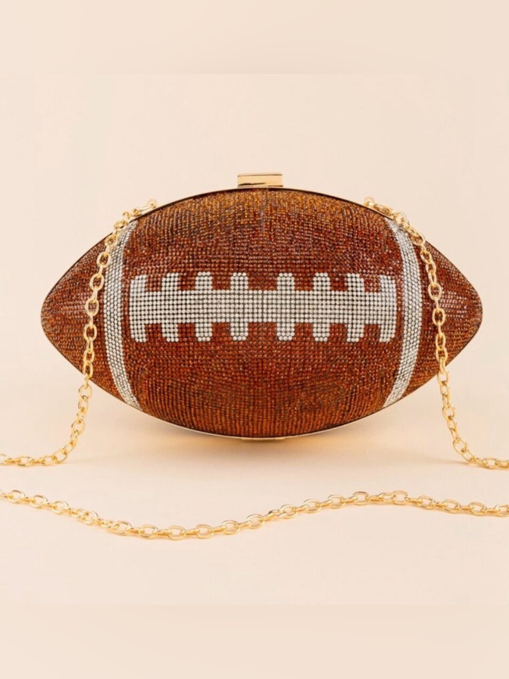 NWOT Rhinestone Football Clutch